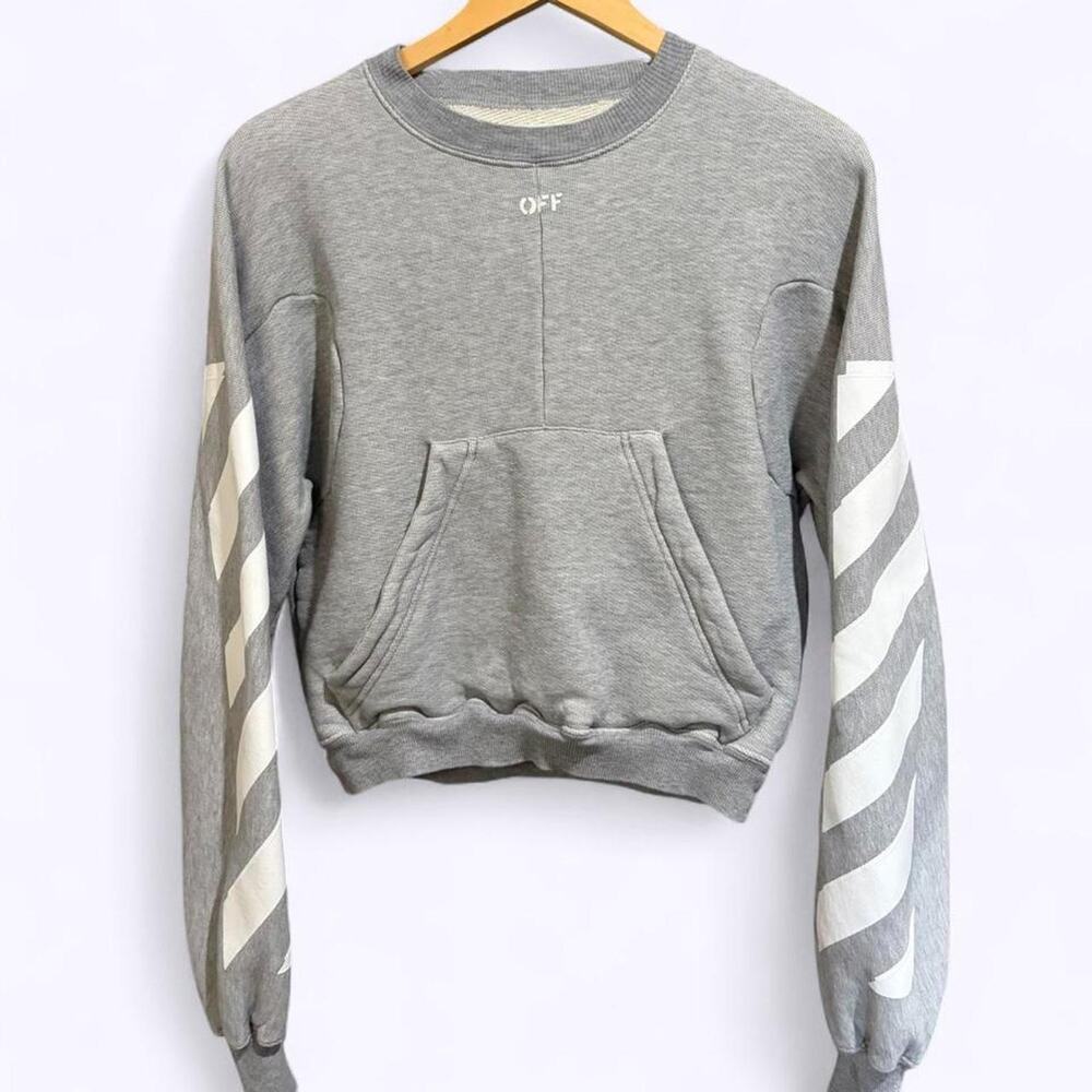 Off-White Woman’s Oversized Pocket Crewneck Sweater Gray